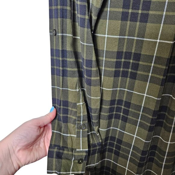 Torrid Womens Plaid Button-Down Long Shirt Dress Green Black Size 0 Holiday - Picture 7 of 10